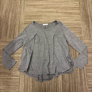 Ya Los Angeles Heather Gray Pleated Long Sleeve Top